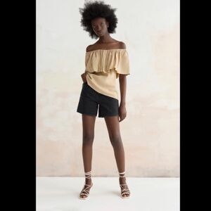 Zara Off-Shoulder Tan Top